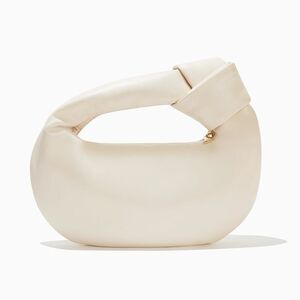 Melie Bianco Alexandra Cream Vegan Knotted Top Handle Bag Small Off-White Purse